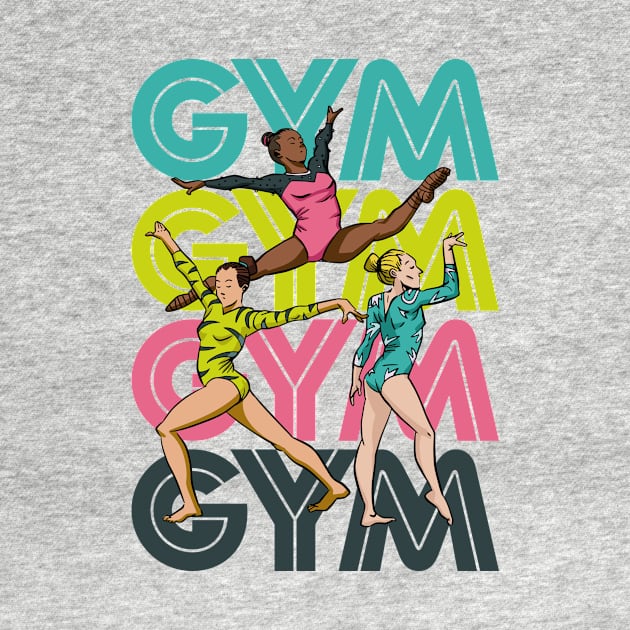 Retro GYM Gymnastics Girl Cartoon Gymnast by SLAG_Creative